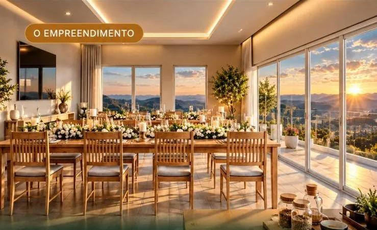Salão de festas gourmet com vista para o vale (imagem ilustrativa)